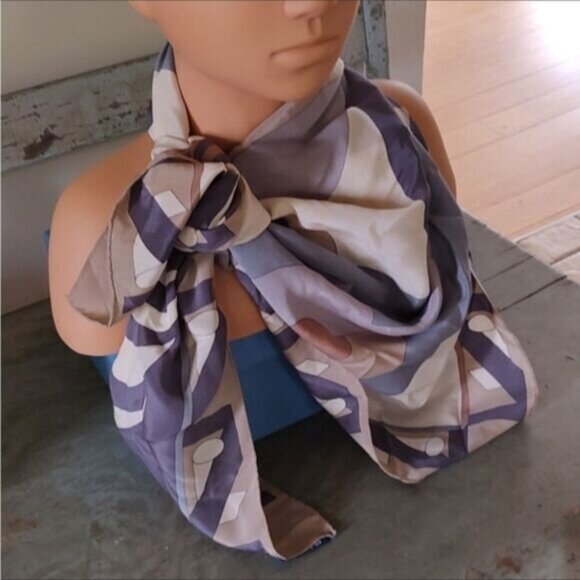 Silk Ginnie Johansen 80s Abstract Silk Scarf Musical 39" x 39" - Picture 6 of 7